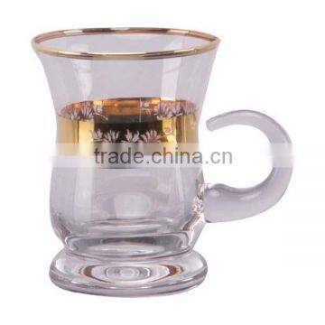 Clear Coffee cup with golden decal flower