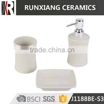 glazed white ceramic bathroom accessories set