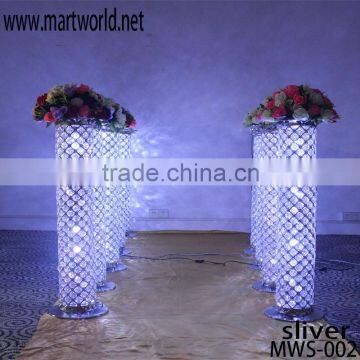 silver LED pillar crystal wedding column lighted wedding column walkway stand wedding decoration (MWS-002 silver)                        
                                                Quality Choice