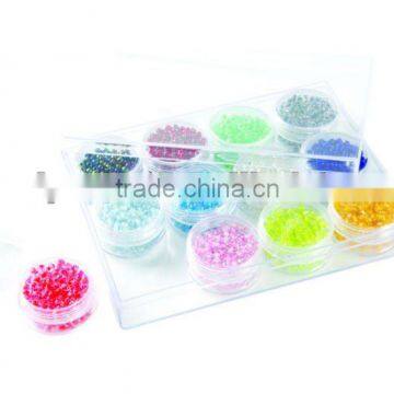 Jewelry plastic bead box Clear Rectangle Acrylic Box With 12 Scrw-top Vials