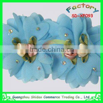 Blue chiffon flower for garment and hair shoes decoration