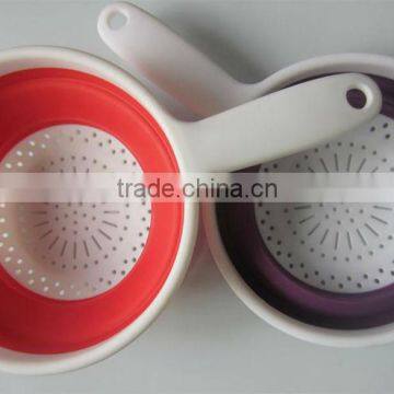 Foldable Kitchen Plastic Colander With PP Handle