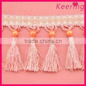 wholesale fashion bright lady garment beaded and pink tassel fringe WTP-1290