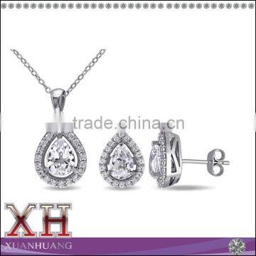 Tear Drop Sterling Silver Jewelry Earring and Pendant Set