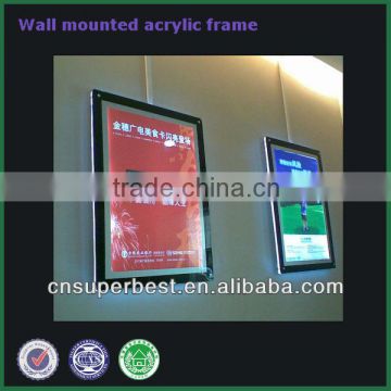 Wall mounted acrylic frame for advertising