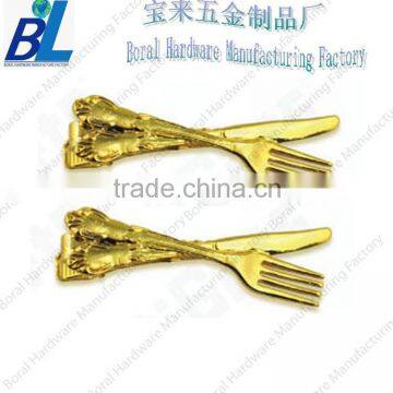 Creative metal tableware shaped tie clips in gold color