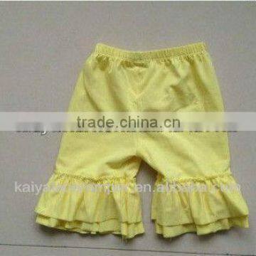 wholesale adorable chevron yellow pants for kids baby short with double ruffle