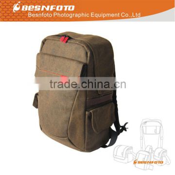 Waterproof Canvas Vintage Hidden camera bag laptop backpack for hiking