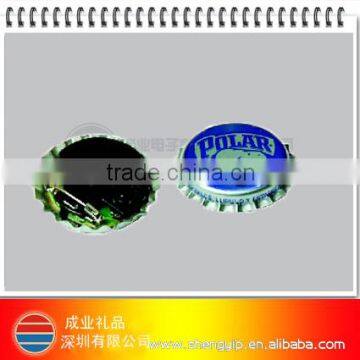 beer bottle cap flashing badges with custom designed logo