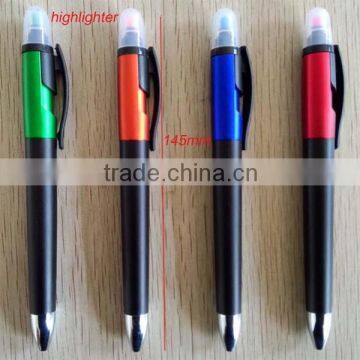 Hot Selling Plastic Ballpoint Pen With Highlighter