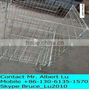 Collapsible Pallet Metal Crate Front Drop Gate Wire Mesh Cages