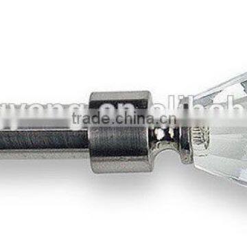 Adjustable Brushed Nickel Drapery Rod Set with Diamond Prism Clear Glass Finial