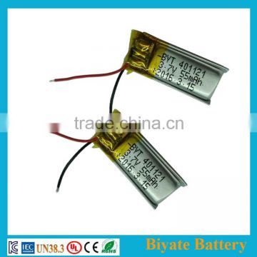 401121 55mAh rechargeable 3.8v lipo battery