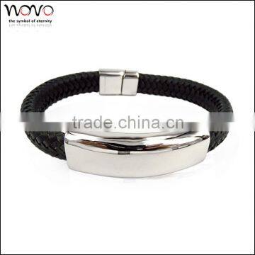 Cuff Bracelet Cheap Leather Bracelets Stainless Steel Monogram Leather Cuff Bracelet photo-3