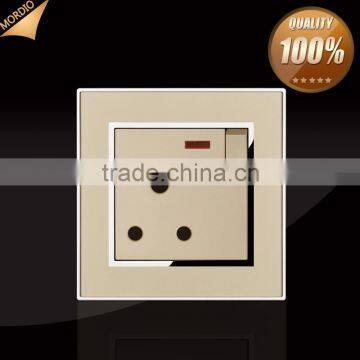 New hot BS standard Hotel design 1gang 15A socekt electric light wall socket with indicator