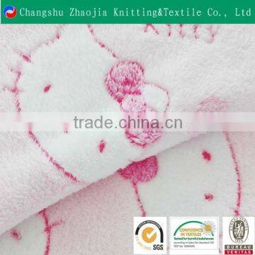 Cartoon coral fleece fabric lovely hello kitty flannel fabric for bedding fabric made in suzhou