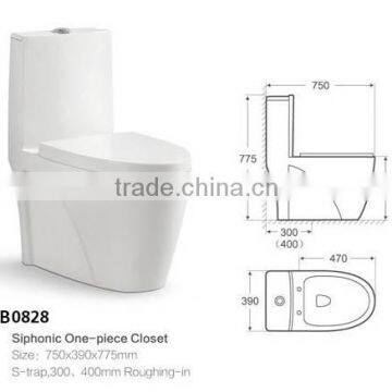 Foshan Water Closet Manufacturer Bathroom Toilet Seat One Piece B0828 photo-2