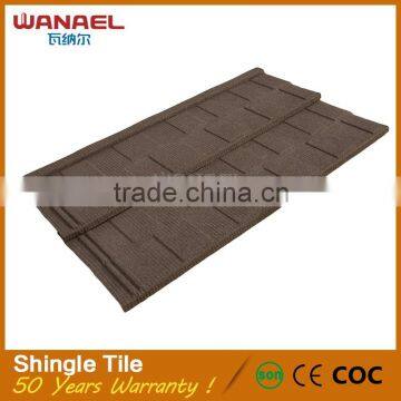 Building materials decorative red stone coated metal flat low cost italian lightweight roof tile, double roman roof stone coated