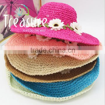 Wholesale hot selling summer beach big brim fashion straw hat hat with drawstring cheap hat