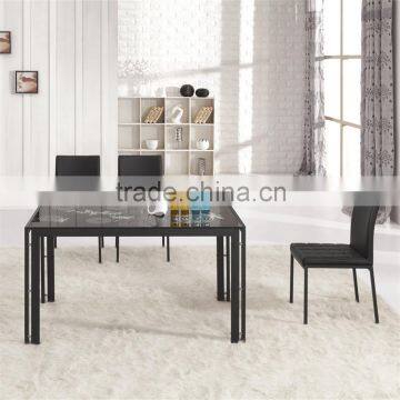 L855 Hot Sale Glass Dining Table Black Dining Table Set