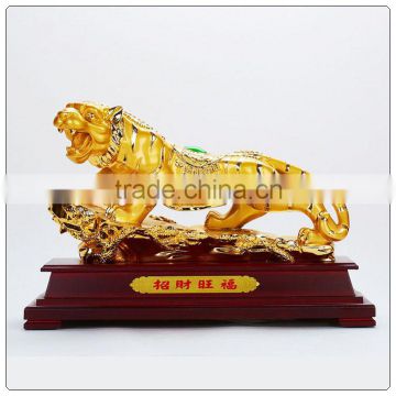 24K Golden color resin tiger statue , fengshui tiger