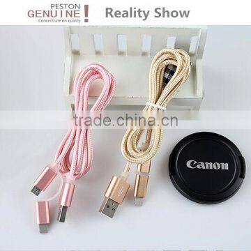 Braided Aluminum Head MFi 2 in 1 Cable C48 to USB PVC Multi Usb Data Sync Charger Cable photo-2