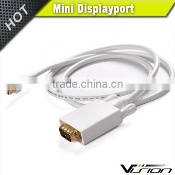 6FT white color mini displayport male to VGA male cable