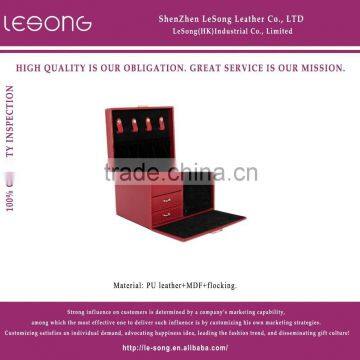 2015 Foldable Handmade Red Leather Jewelry Storage Box