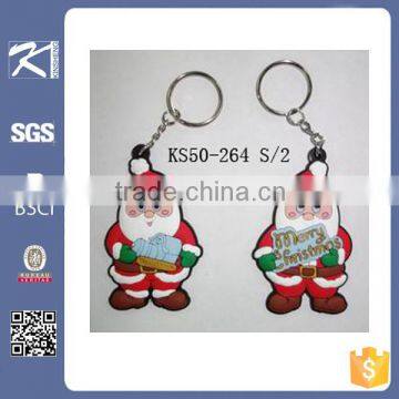 Santa claus shaped rubber custom key chain