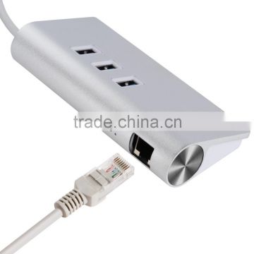 USB 3.0 Aluminum Hub with Gigabit Ethernet Adapter USB 3.0 to 1000 Gigabit Ethernet LAN Wired Network Adapter