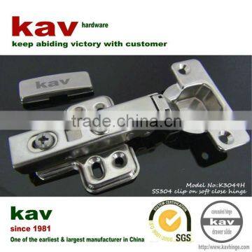 clip-on hinges for car door, waterproof SS304 hinges, half overlay concealed hinges