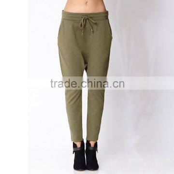 Custom army green blank baggy harem pants for women wholesale