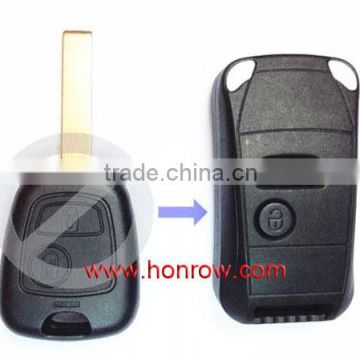 New Arrived Peugeot 2 button modified folding remote key blank with 407 HU83 Blade