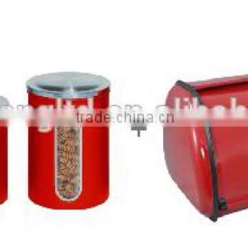 3 Piece Metal Nested Canister Set, Red