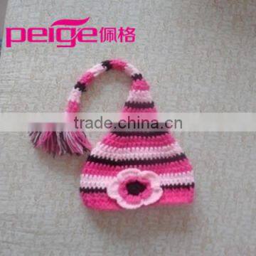 crochet stocking hat with flower