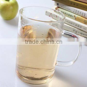 china new product fashionable 450ml handmade round bottom pyrex glass drinking cup with handle