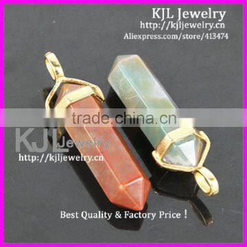 KJL-A0192 Natural Red And Green Quartz Druzy stone Charm Crystal Healing Point Chakra Reiki Jewelry Agate Stone Pendant Bead