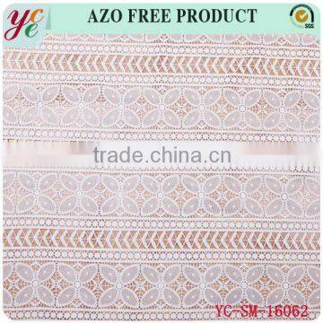 Special white strip rules four leaves pattern embroidery fabric for wedding dress