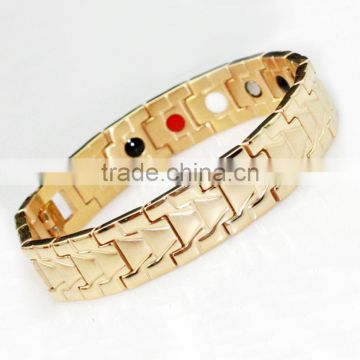 Stainless Steel Golden Magnetic Energy Link Bracelet