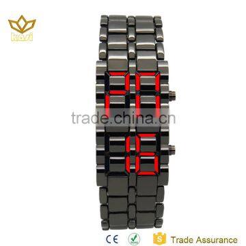 Newest Popular Lava samurai alloy Watch case Faceless Watch Red Led Light Up Watch