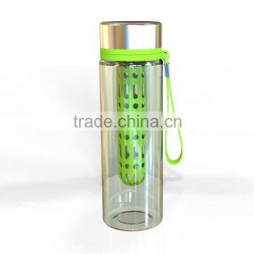 Plastic water bottle with strainer/ clear plastic water bottles