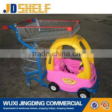 Toddler boy funny plastic shopping cart with toy car