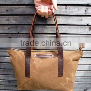 top designed cheap printed fabric waxed canvas tote bag 2015