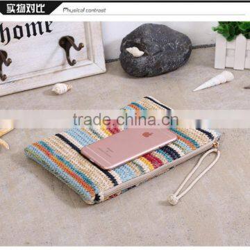 natural colorful clutch straw bag