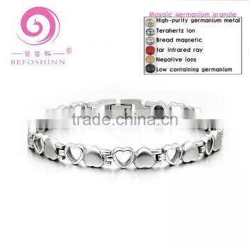 Factory custom metal germanium silicone health bracelet with metal fashion jewelry