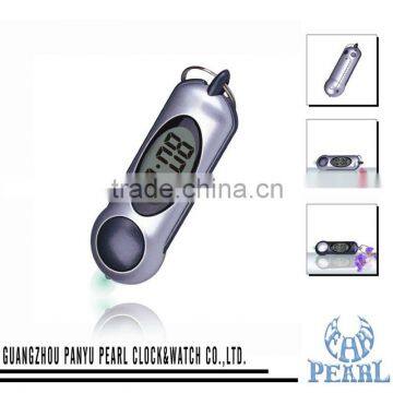 Pearl Key Chain Clock PM755 With Calendar and Mini torchlight