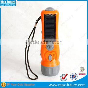 F-1718S Solar Crank Radio Flashlight,3 Super-bright LED Flashlight With Alarm and FM Radio photo-3