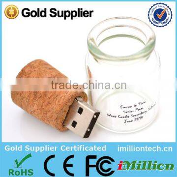 Wholeale Promotional Gifts 2gb/4gb/8gb/16gb Usb 2.0 Drift Bottle Wood Glass Souvenir Usb Flash Stick photo-4