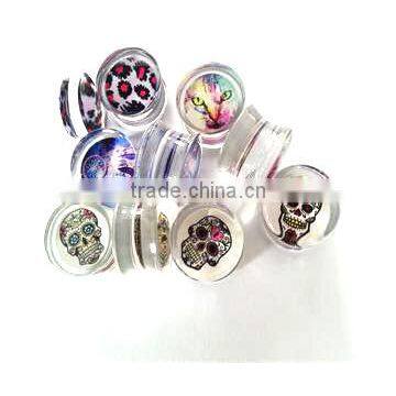 New Design UV acrylic sugar skull logo ear plug body jewelry piercing