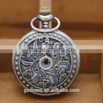 Ancient bronze flower skeleton pocket watch wholesale in bulk